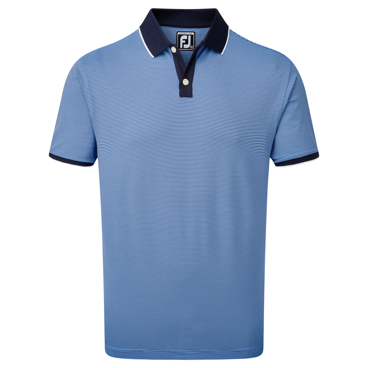 FootJoy Pique Ministripe Golf Polo Shirt Navy/Lagoon
